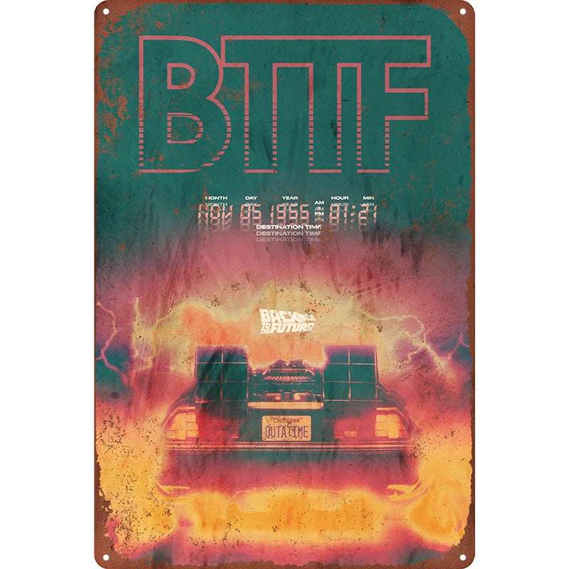 Decoración Vintage de Regreso al Futuro: Arte Metálico para Fans Épicos freakstyles