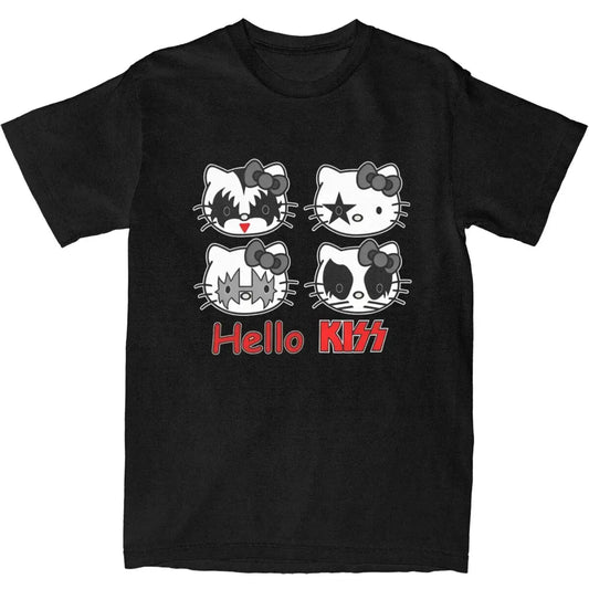 Camiseta Hello Kitty x KISS – Estilo Rock Harajuku 100% Algodón